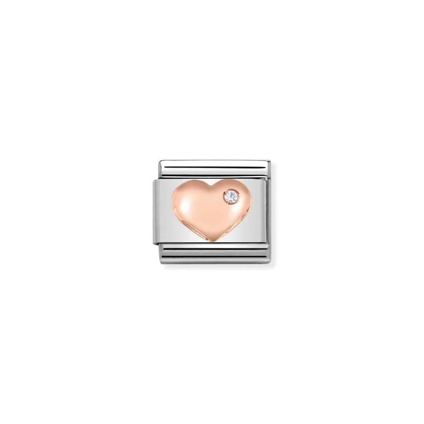 Nomination Heart with CZ 9ct Gold and Stainless Steel Composable Charm
