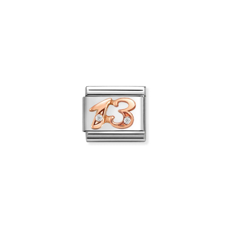 Nomination Number 13 with CZ 9ct Gold and Stainless Steel Composable Charm