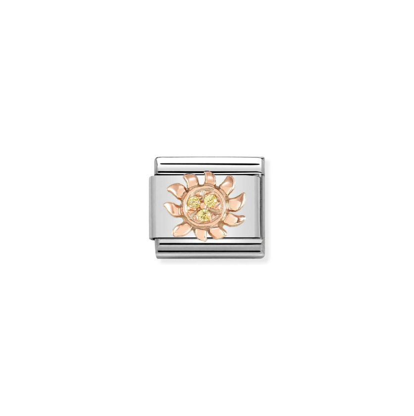 Nomination Sun with CZ 9ct Gold and Stainless Steel Composable Charm