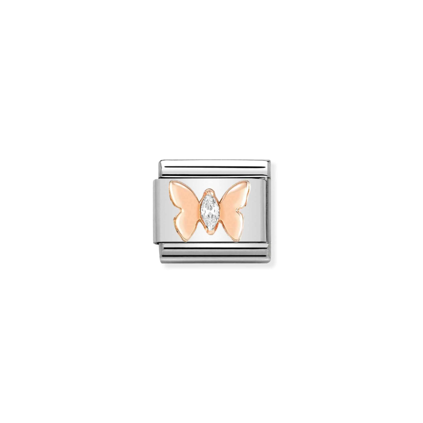 Nomination Butterfly with CZ 9ct Gold and Stainless Steel Composable Charm