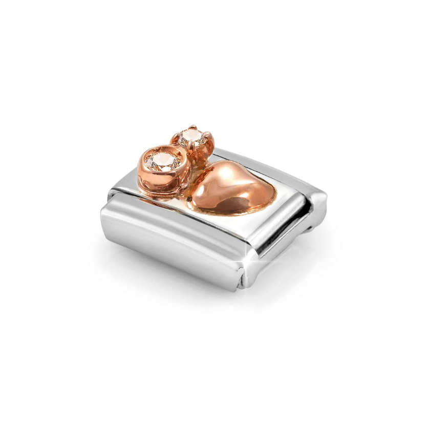 Nomination Heart with CZs 9ct Gold and Stainless Steel Composable Charm