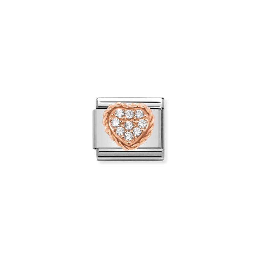Nomination Heart with CZ 9ct Gold and Stainless Steel Composable Charm