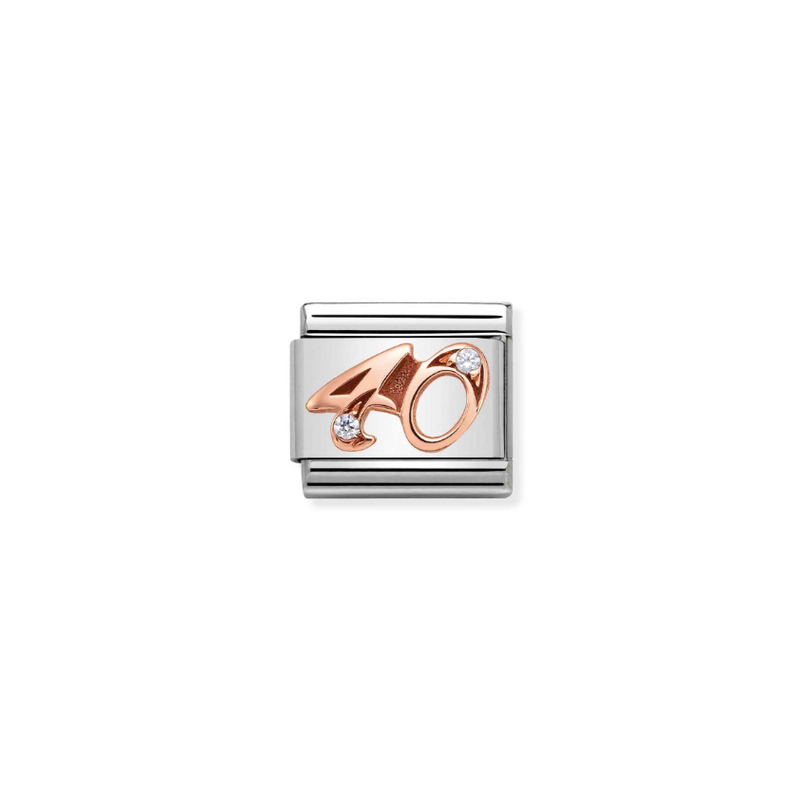 Nomination Number 40 with CZ 9ct Gold and Stainless Steel Composable Charm
