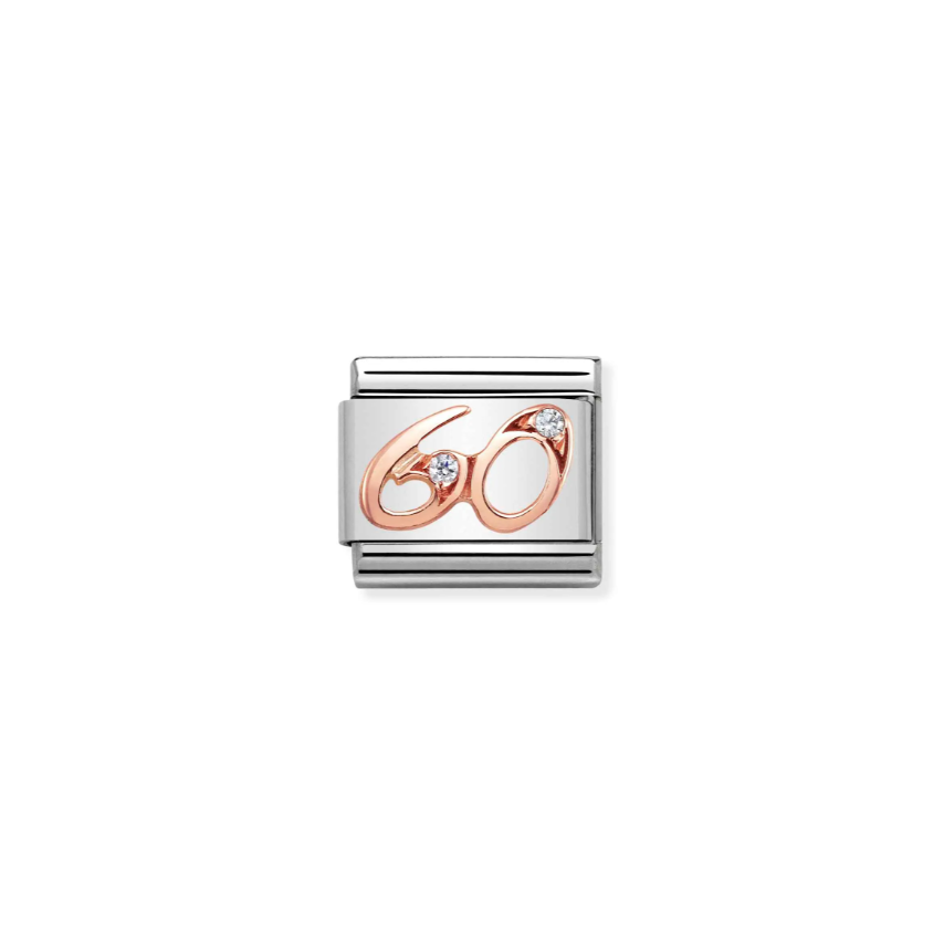 Nomination Number 60 with CZ 9ct Gold and Stainless Steel Composable Charm