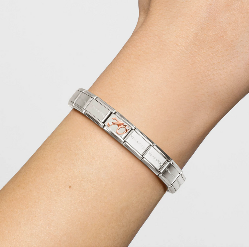 Nomination Number 70 with CZ 9ct Gold and Stainless Steel Composable Charm