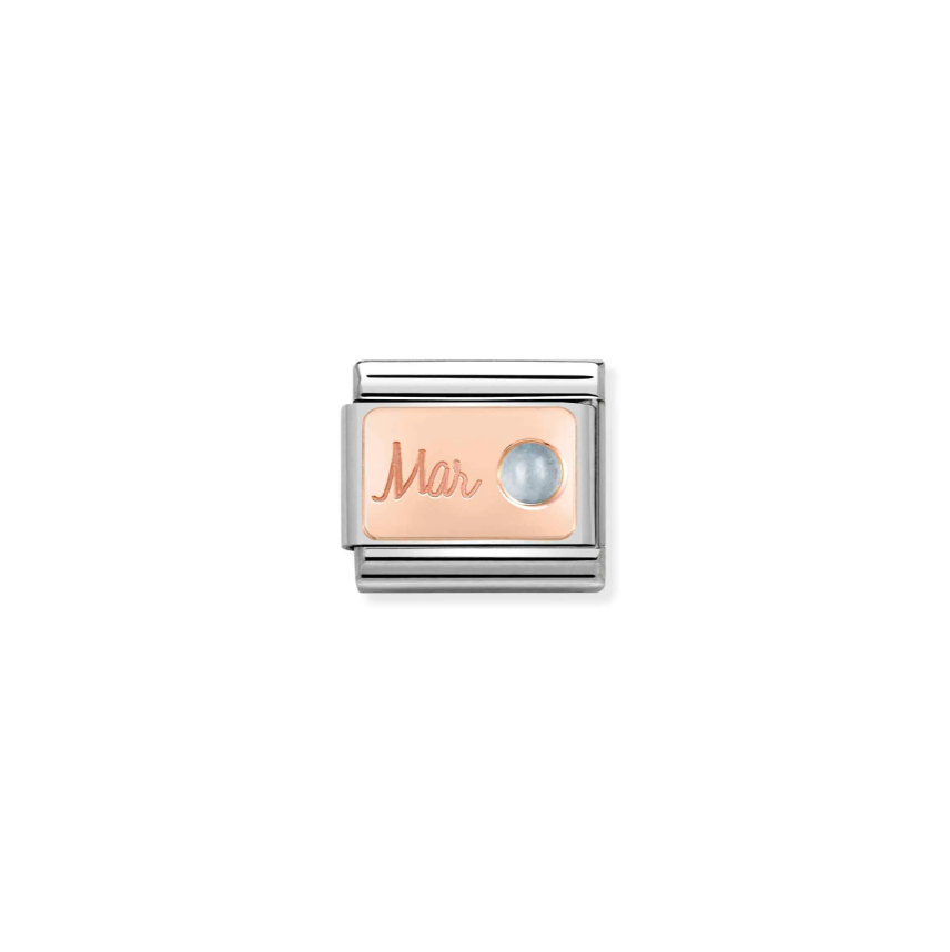 Nomination March Aquamarine 9ct Gold and Stainless Steel Composable Charm