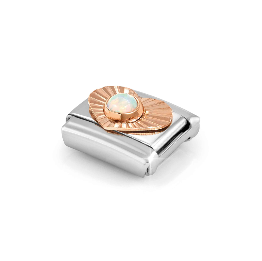 Nomination White Opal Heart 9ct Gold and Stainless Steel Composable Charm