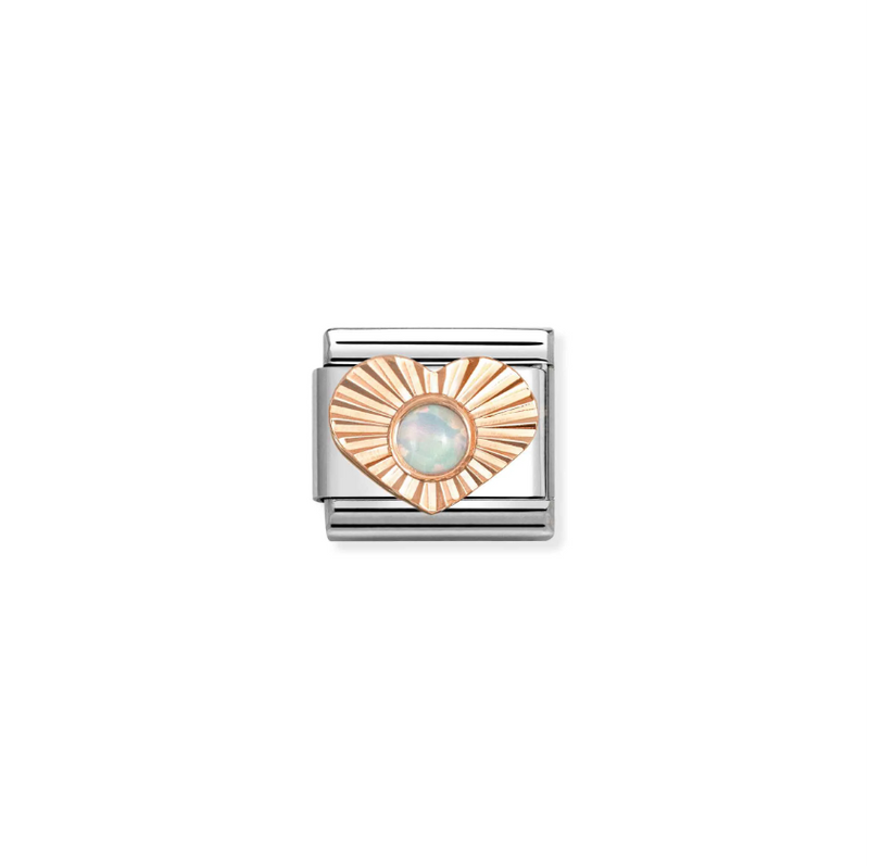 Nomination White Opal Heart 9ct Gold and Stainless Steel Composable Charm