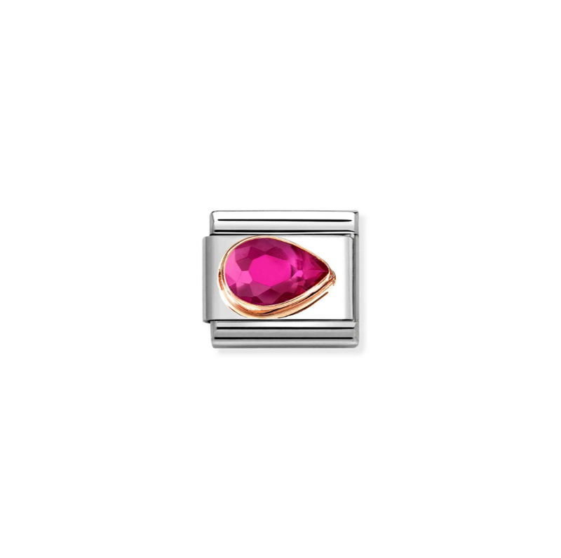 Nomination Red CZ Drop Right 9ct Gold and Stainless Steel Composable Charm
