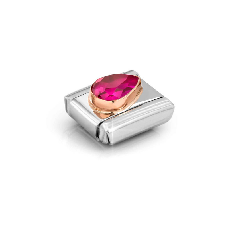 Nomination Red CZ Drop Right 9ct Gold and Stainless Steel Composable Charm