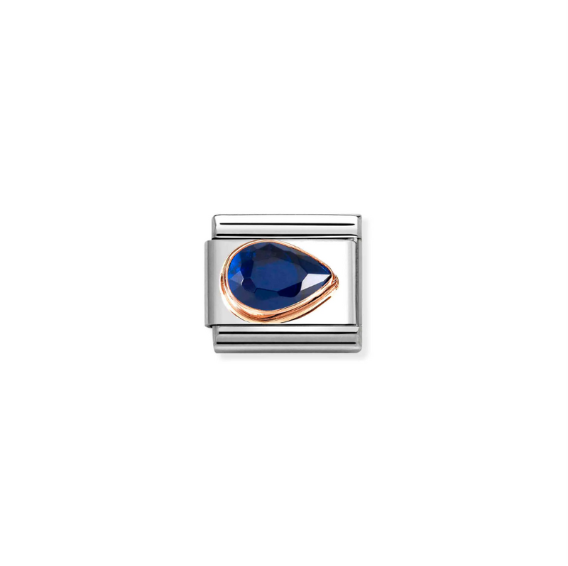 Nomination Blue CZ Drop Right 9ct Gold and Stainless Steel Composable Charm