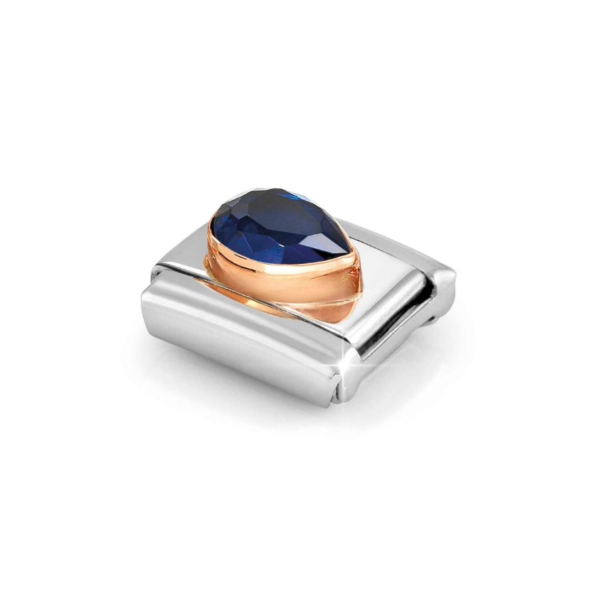 Nomination Blue CZ Drop Right 9ct Gold and Stainless Steel Composable Charm