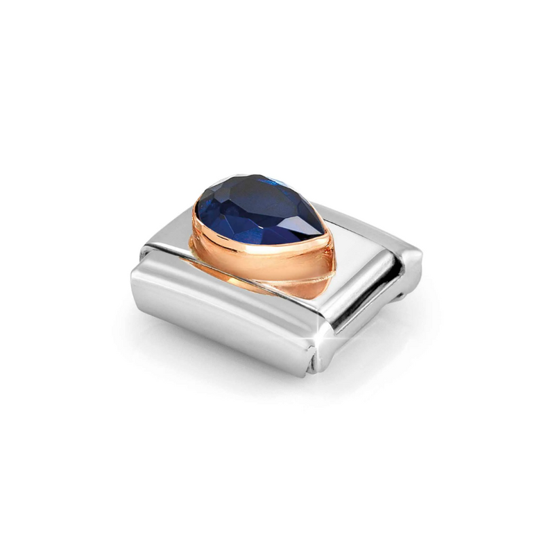 Nomination Blue CZ Drop Right 9ct Gold and Stainless Steel Composable Charm