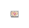 Nomination Heart with Pink CZ Heart 9ct Gold and Stainless Steel Composable Charm
