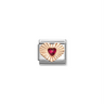Nomination Heart with Red CZ Heart 9ct Gold and Stainless Steel Composable Charm