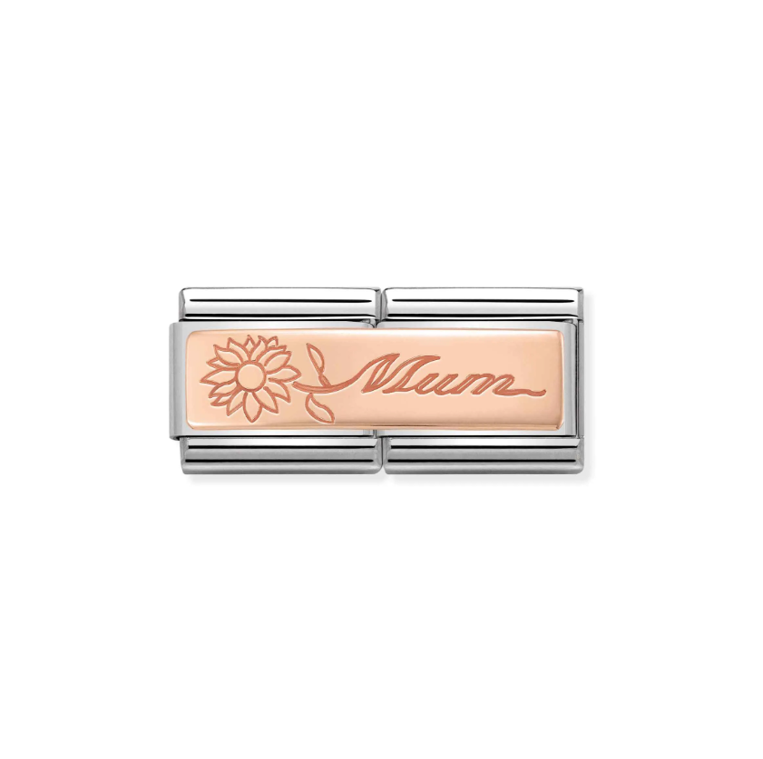 Nomination Mum with Flower Double 9ct Gold and Stainless Steel Composable Charm