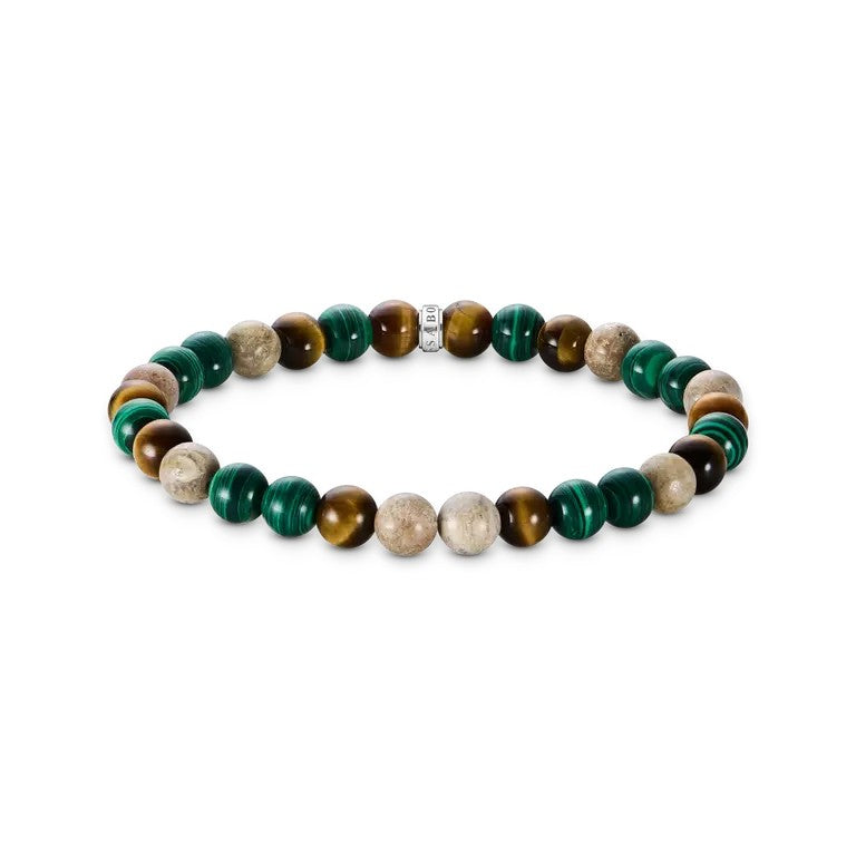 Thomas Sabo Sterling Silver, Malachite, Daisy Jasper, Tiger's Eye Bracelet