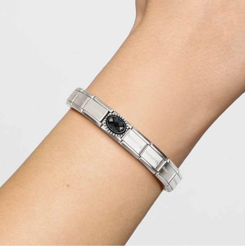 Nomination Black CZ Oval Sterling Silver and Stainless Steel Composable Charm