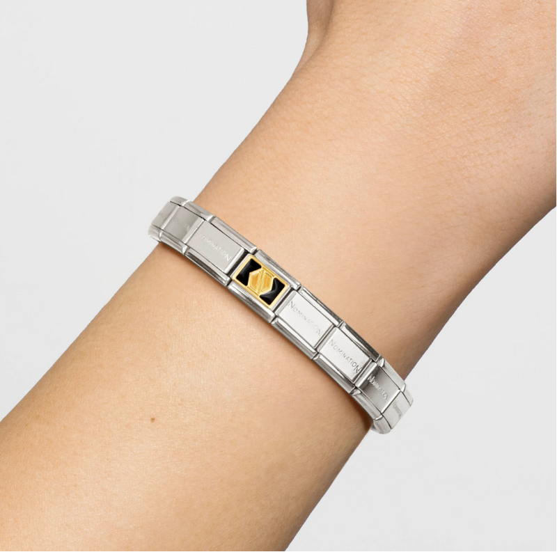 Nomination Enamel Black Hex Screw 18ct Gold and Stainless Steel Composable Charm