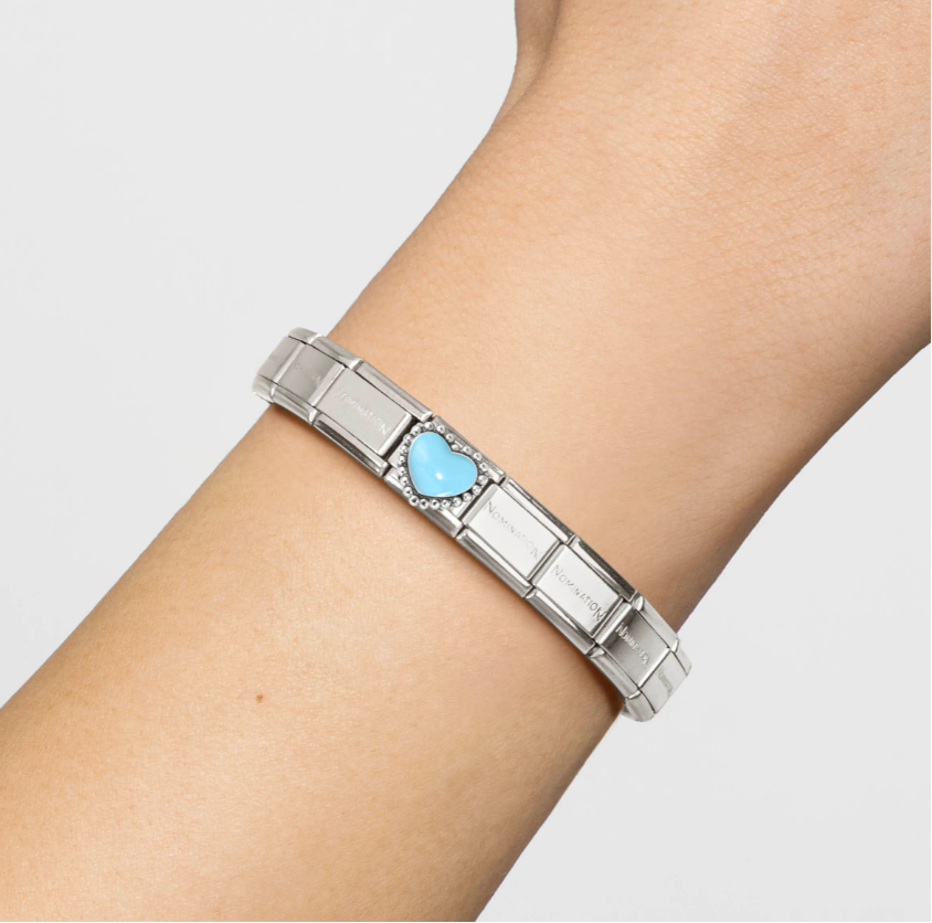 Nomination Blue Enamel Heart Sterling Silver and Stainless Steel Composable Charm