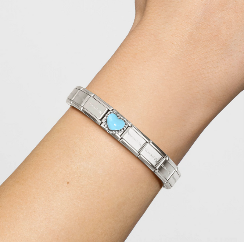 Nomination Blue Enamel Heart Sterling Silver and Stainless Steel Composable Charm