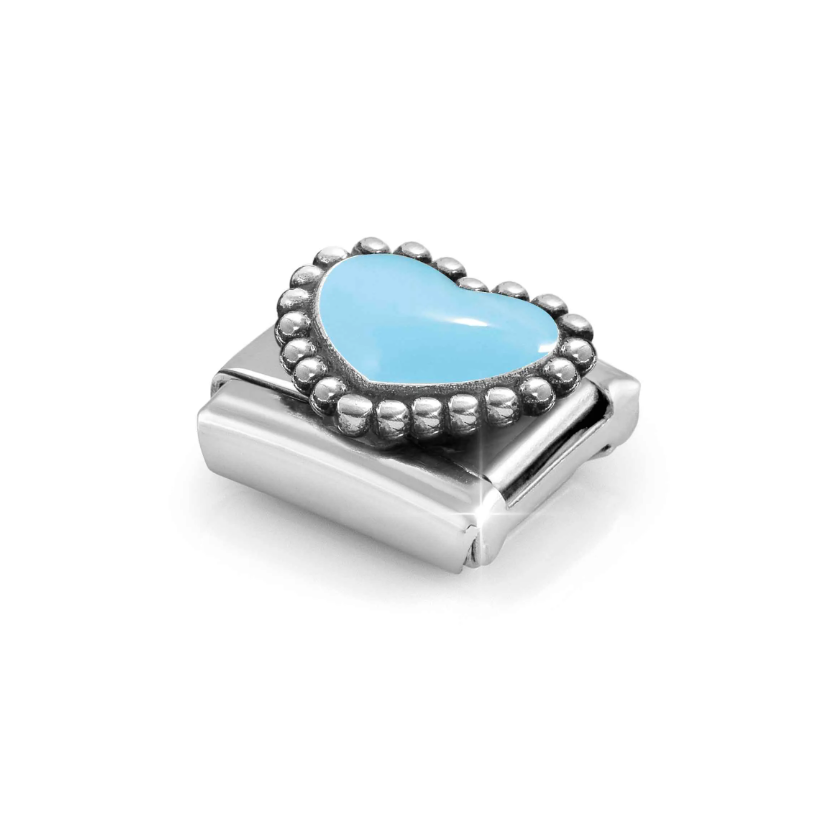 Nomination Blue Enamel Heart Sterling Silver and Stainless Steel Composable Charm