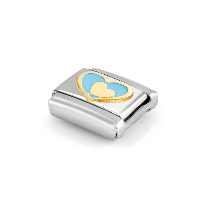 Nomination Blue and Gold Hearts 18ct Gold and Stainless Steel Composable Charm