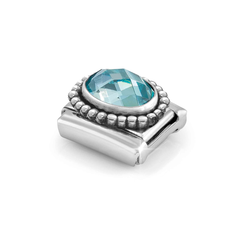 Nomination Light Blue Oval CZ Sterling Silver and Stainless Steel Composable Charm