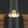 9ct Yellow Gold Claddagh Ring Size  O 1/2 2.7g