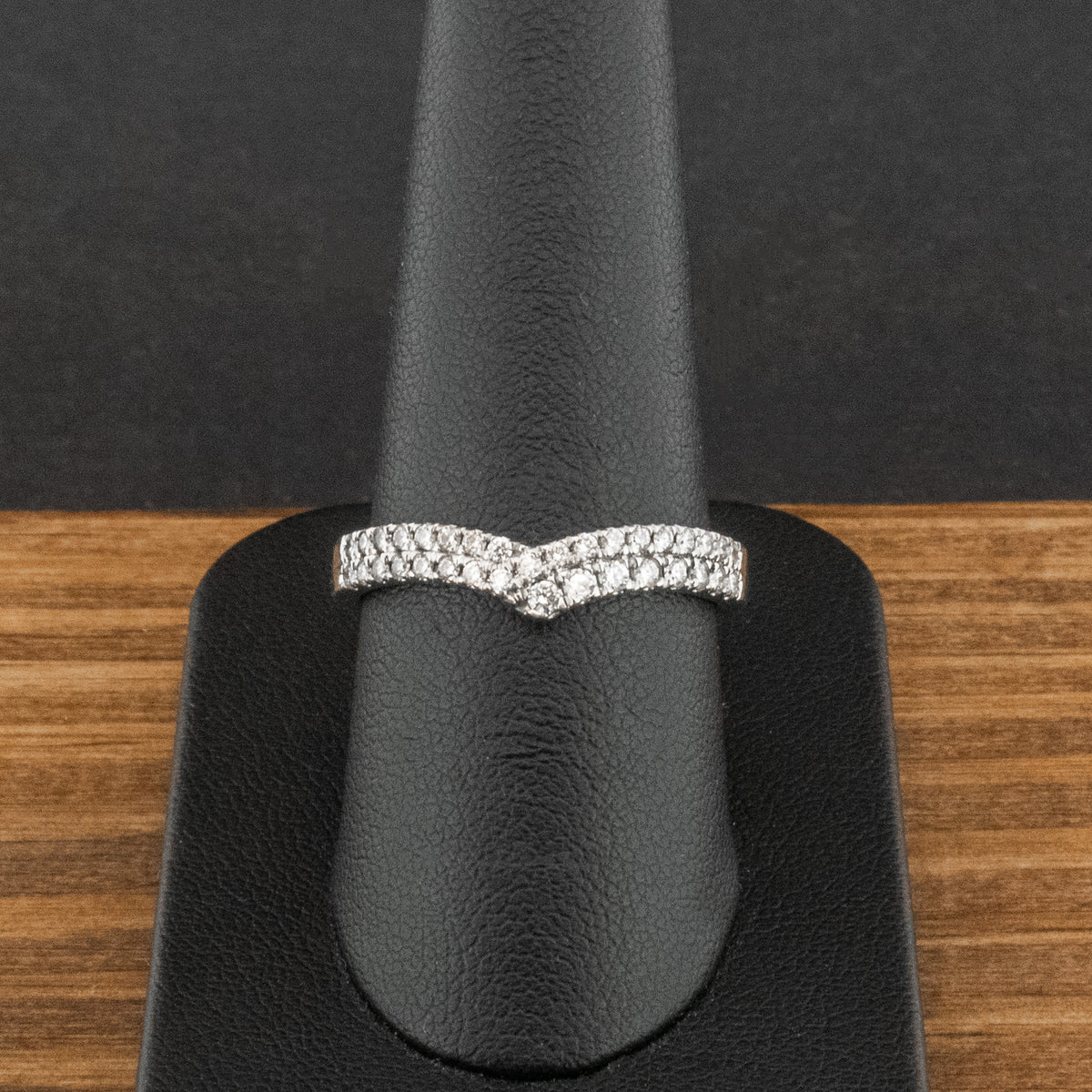 Platinum 0.33ct Diamond Wishbone Ring Size Q 1/2 5.1g