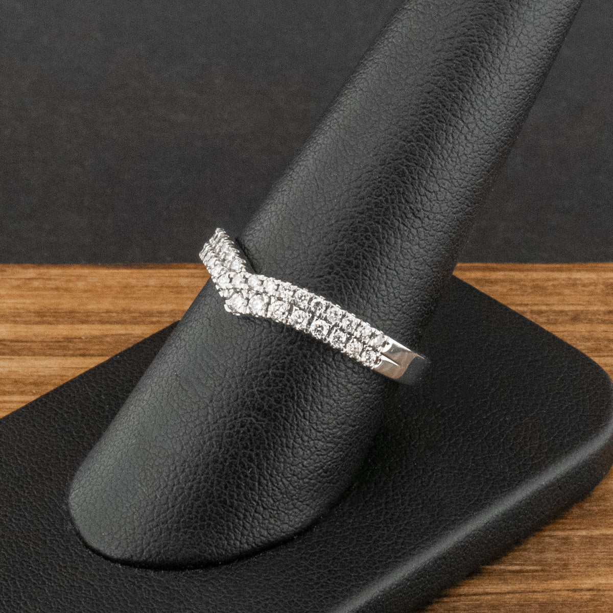 Platinum 0.33ct Diamond Wishbone Ring Size Q 1/2 5.1g