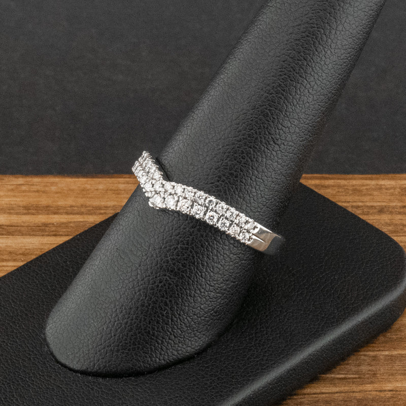 Platinum 0.33ct Diamond Wishbone Ring Size Q 1/2 5.1g
