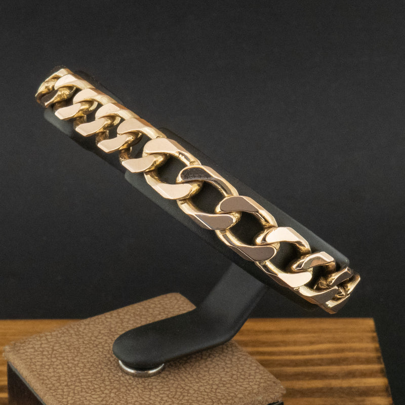 9ct Yellow Gold 8 Inch Heavy Curb Chain Bracelet 28.9g