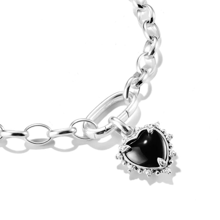 Thomas Sabo Sterling Silver Black Vintage Heart with Stones Connect Charm