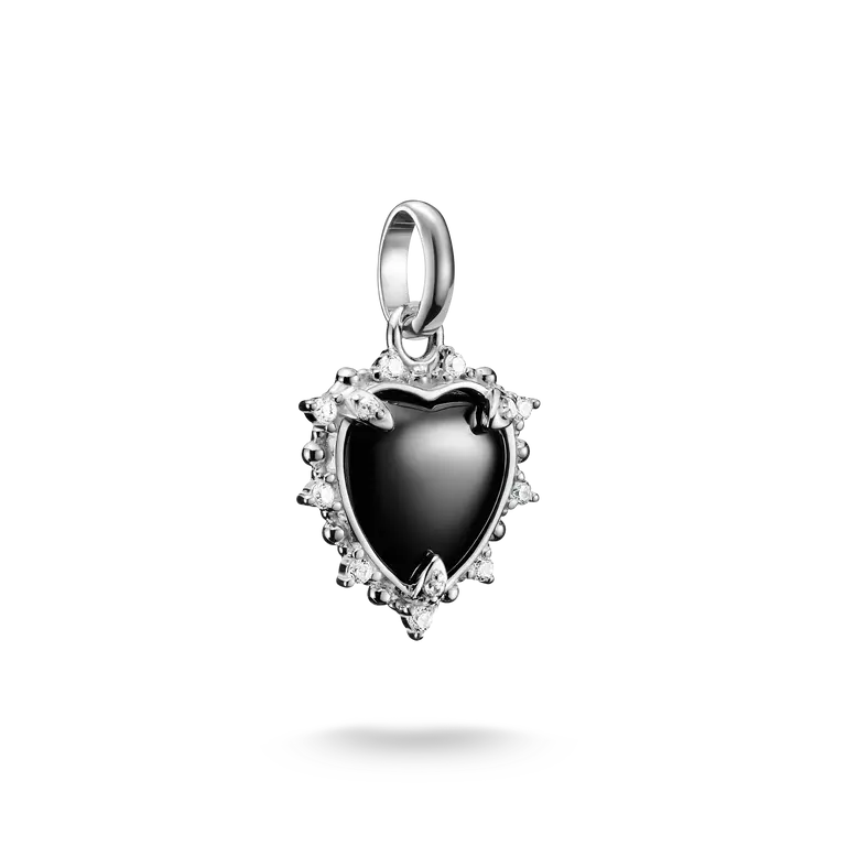 Thomas Sabo Sterling Silver Black Vintage Heart with Stones Connect Charm