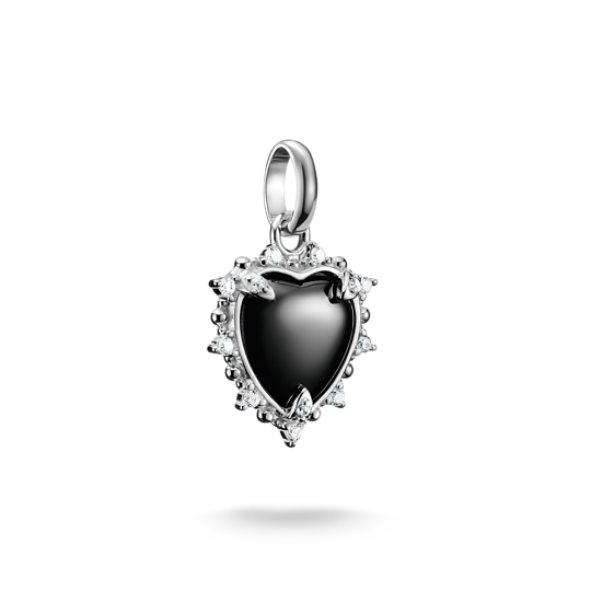 Thomas Sabo Sterling Silver Black Vintage Heart with Stones Connect Charm