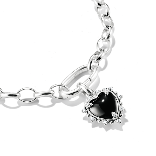 Thomas Sabo Sterling Silver Black Vintage Heart with Stones Connect Charm