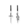Thomas Sabo Sterling Silver Black CZ Snake and Sword Earrings