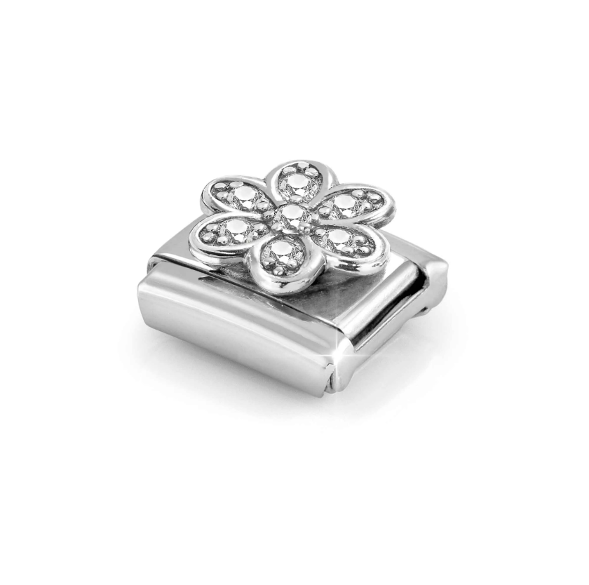 Nomination White CZ Daisy Sterling Silver and Stainless Steel Composable Charm