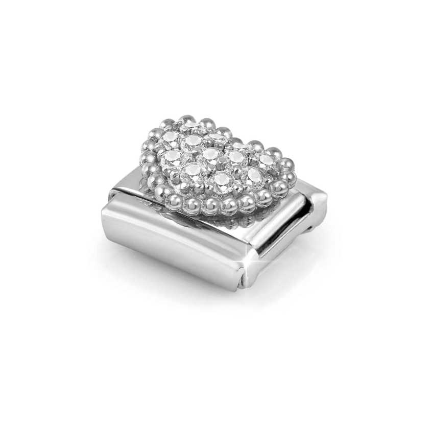 Nomination White CZ Heart Sterling Silver and Stainless Steel Composable Charm