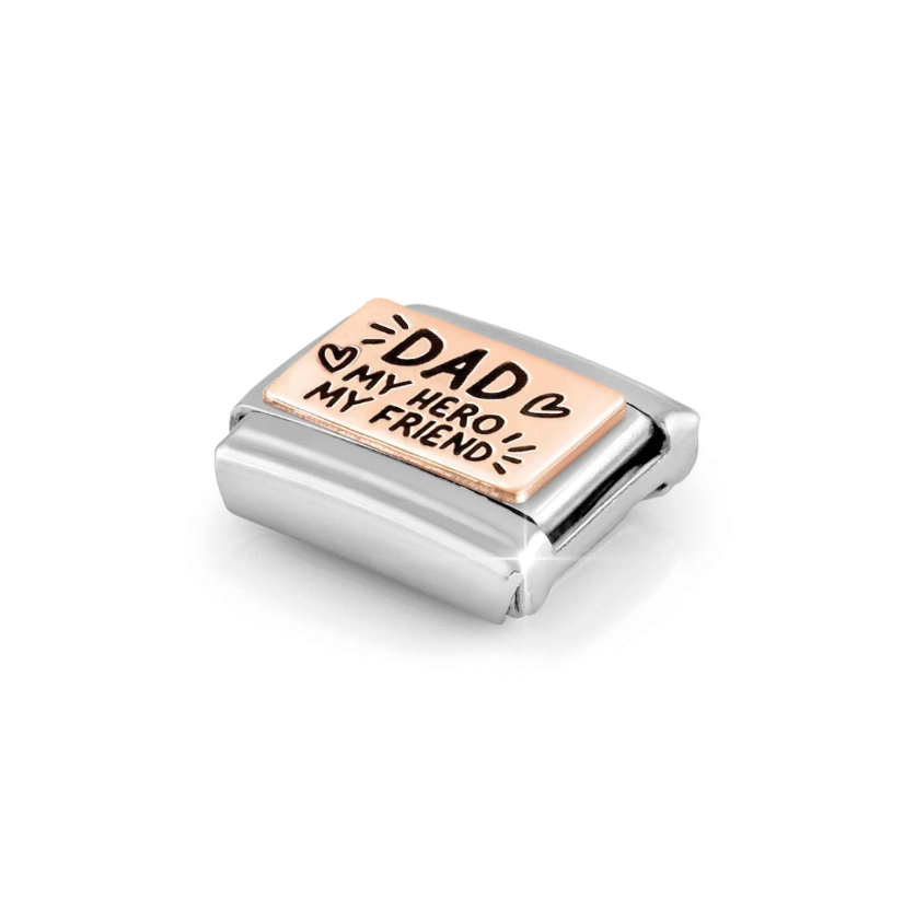 Nomination Dad 'My Hero My Friend' 9ct Gold and Stainless Steel Composable Charm