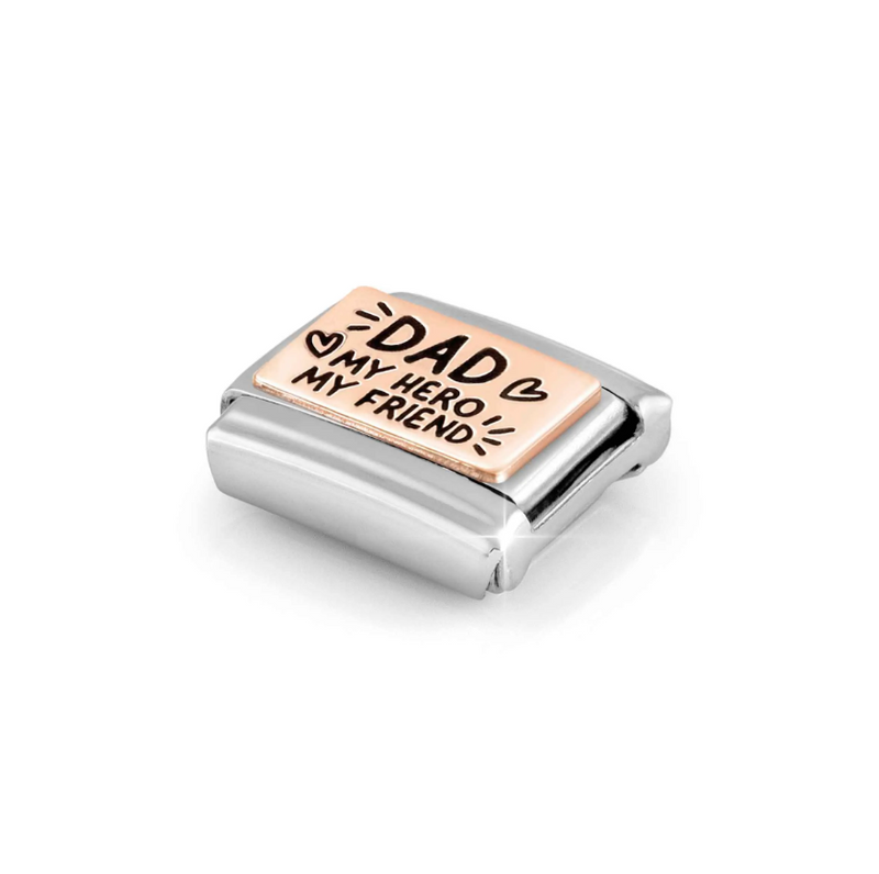 Nomination Dad 'My Hero My Friend' 9ct Gold and Stainless Steel Composable Charm