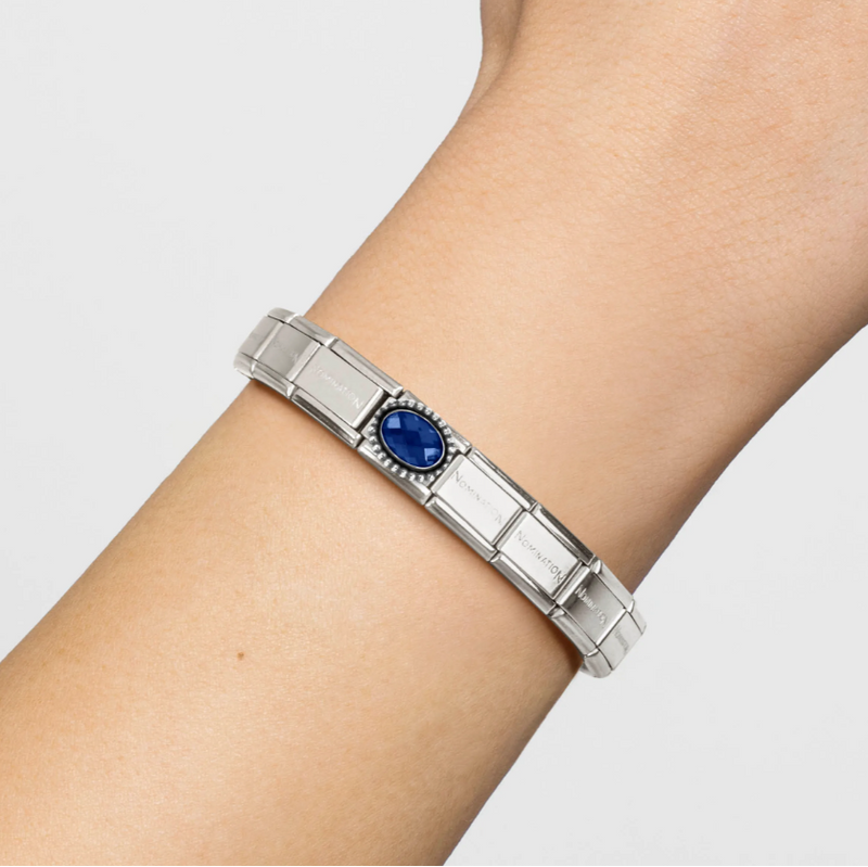 Nomination Blue Oval CZ Sterling Silver and Stainless Steel Composable Charm