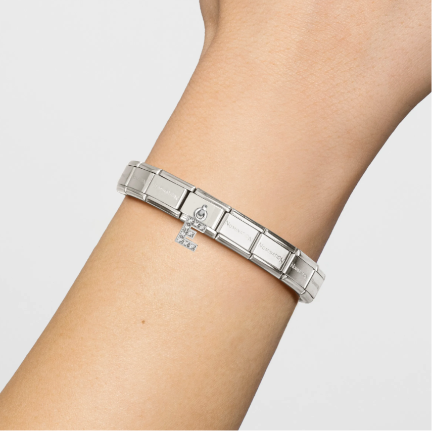 Nomination Letter E Pendant Sterling Silver and Stainless Steel Composable Charm