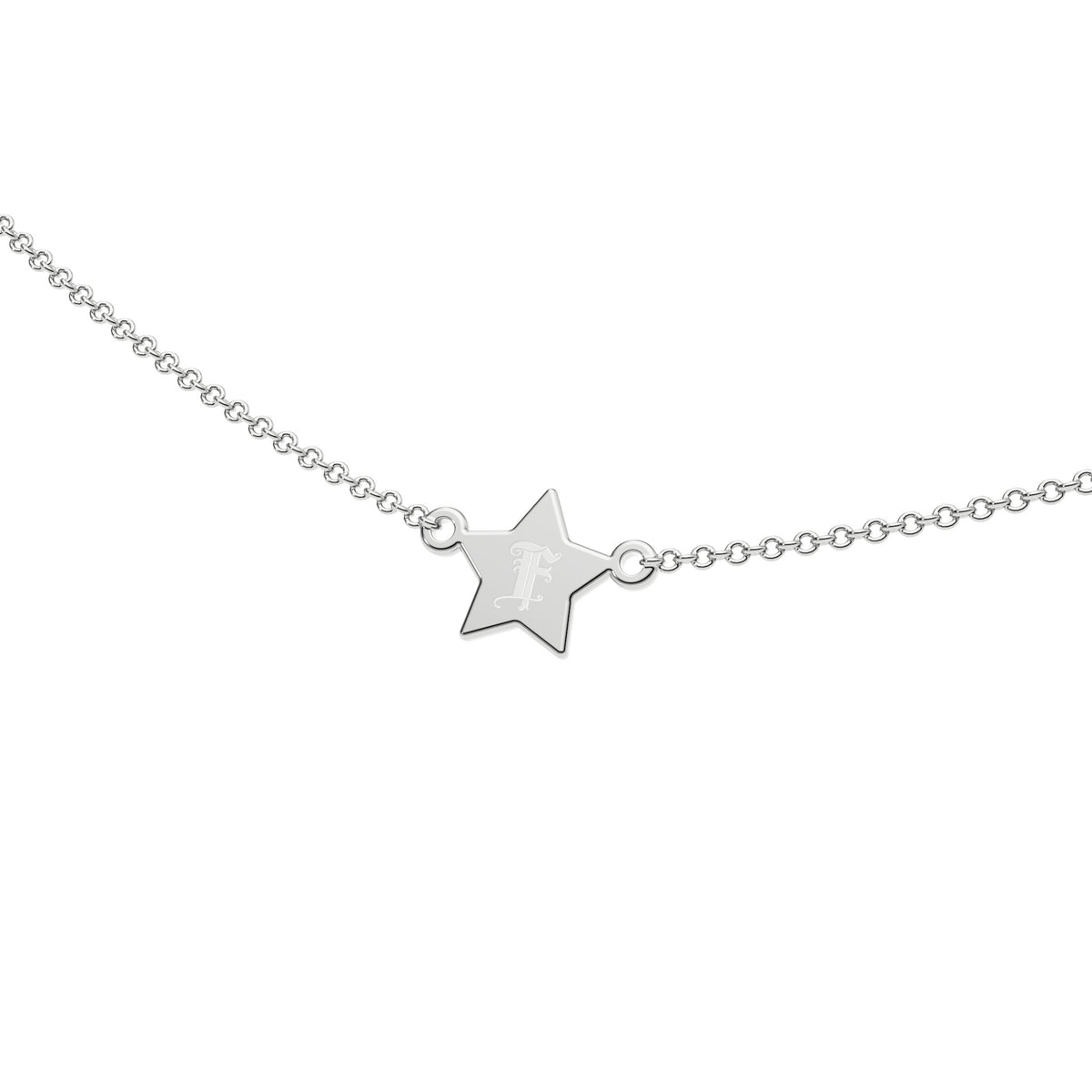 9ct White Gold Engravable Gothic Star Necklace