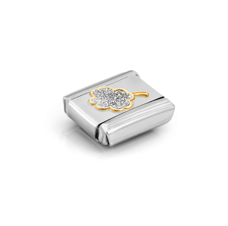 Nomination Glitter Four Leaf Clover 18ct Gold and Stainless Steel Composable Charm