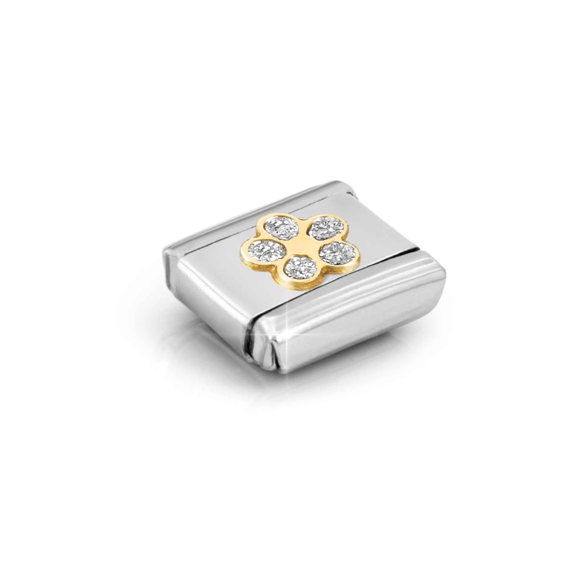 Nomination Glitter Flower 18ct Gold and Stainless Steel Composable Charm