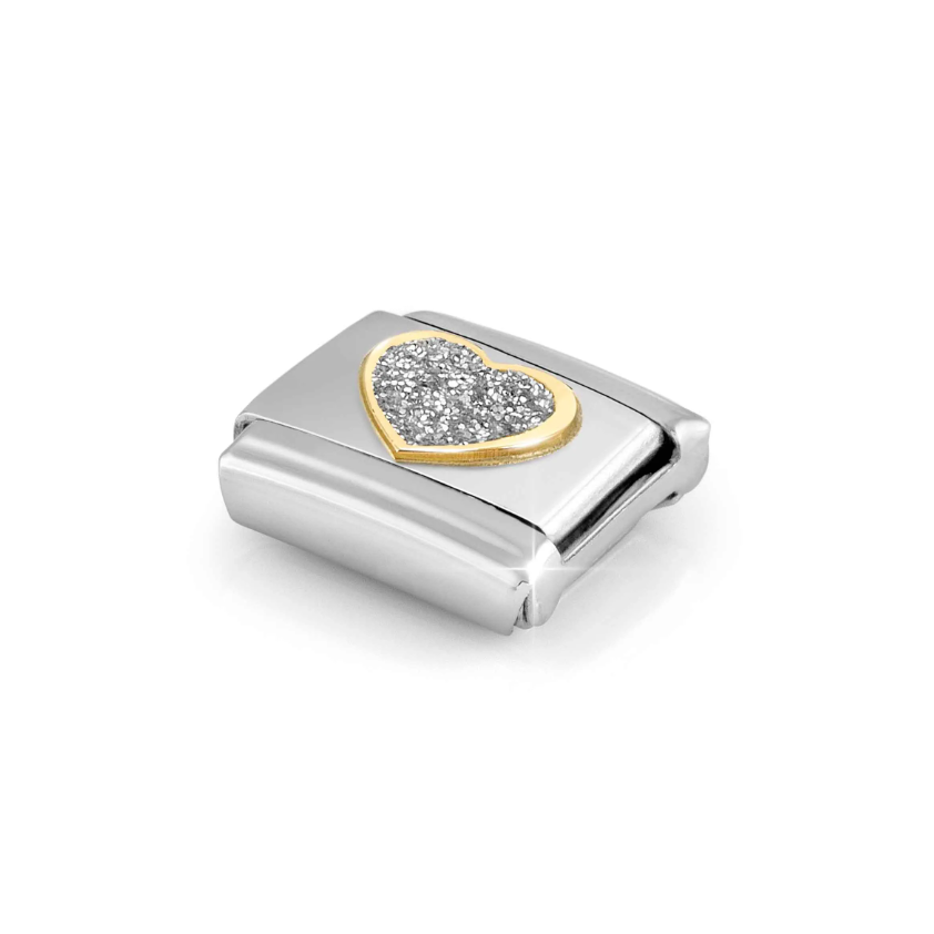 Nomination Glitter Heart 18ct Gold and Stainless Steel Composable Charm