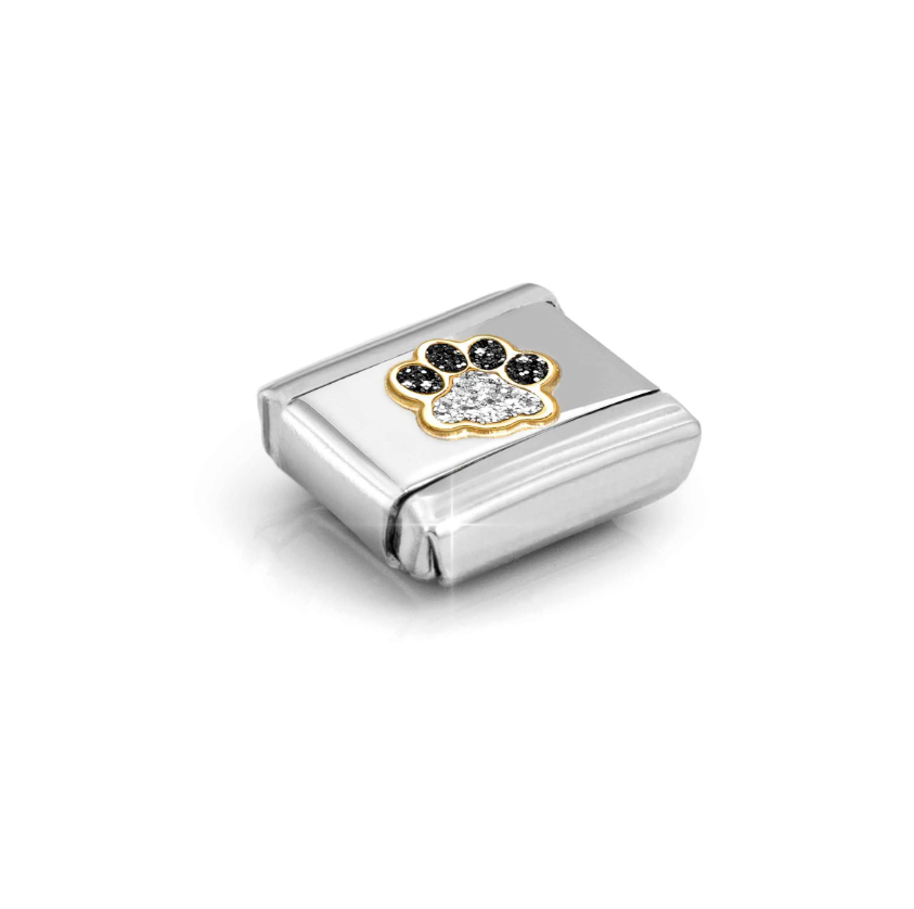 Nomination Glitter Pawprint 18ct Gold and Stainless Steel Composable Charm