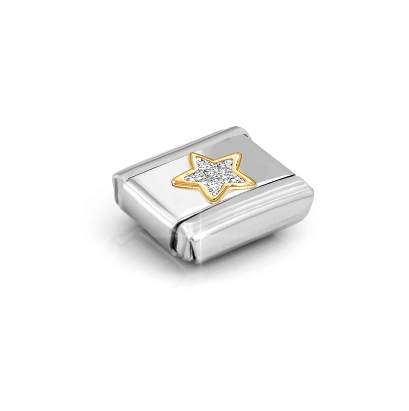 Nomination Glitter Star 18ct Gold and Stainless Steel Composable Charm